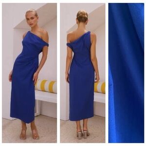 Seven Wonders Royal Blue Linen Blend Jaspin Midi Dress 10